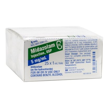 Midazolam Injection 5 mg/mL, Multiple Dose Vial 1 mL, 25/Tray