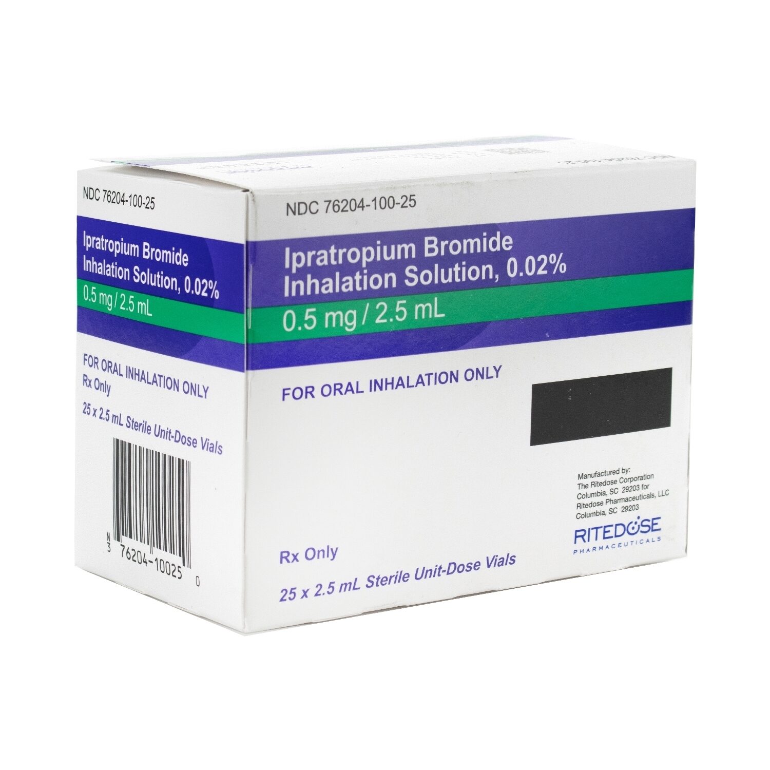 Ipratropium Bromide, 0.02%, Inhalation Solution, 2.5mL, 25 Vials/Tray ...