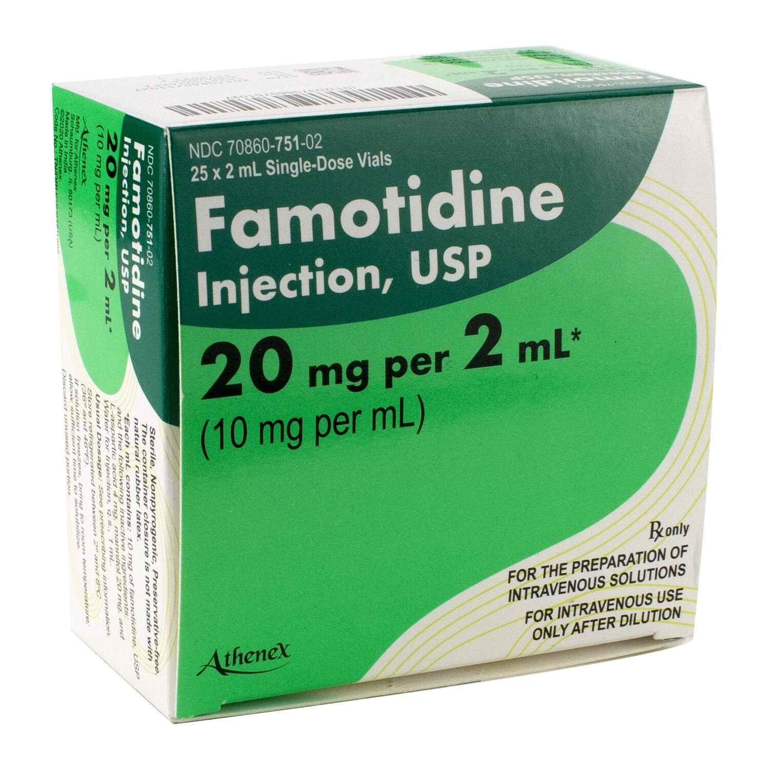 Famotidine Injection 10 mg/mL, Single Dose Vial 2 mL, 25/Tray | McGuff