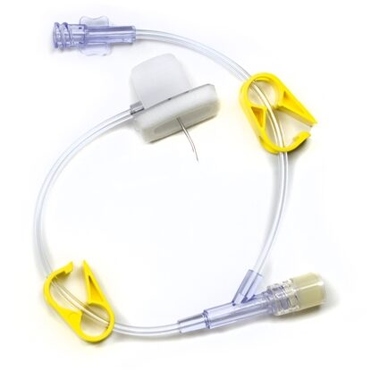 Gripper® Port Access Infusion Set, 20 G x 3/4" Yellow, Cushioned Needle Platform Hub, Needleless Y-Site, 8" Tubing, 12/Box