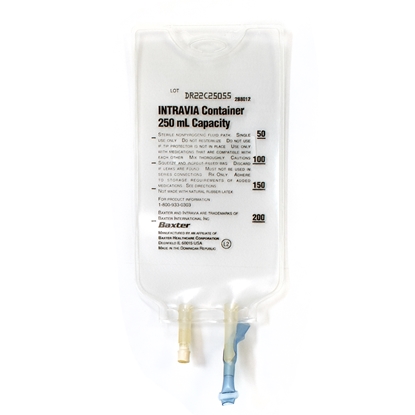 INTRAVIA™ Empty IV Container 250 mL Bag, Sterile, DEHP-free, 2-PVC ports, 48/Case