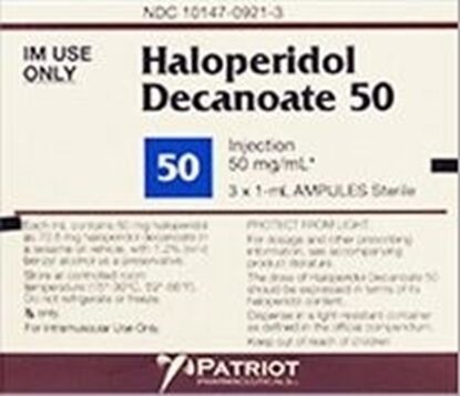 Haloperidol Decanoate Injection 50 mg/mL, Single Dose Ampule 1 mL, 3/Tray