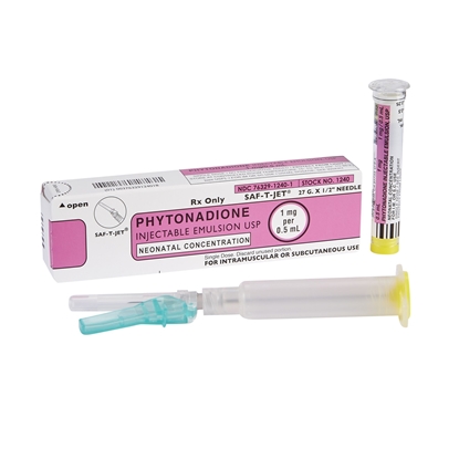 Phytonadione (Vitamin K1) Injection 1 mg, Prefilled Syringe 0.5 mL, 10/Box