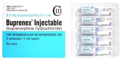 Buprenex® Buprenorphine HCl Injection 0.3 mg/mL, Single Dose Ampule 1 mL, 5/Tray