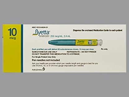 Byetta® Exenatide Injection 10 mcg/dose, Prefilled Pen 2.4 mL, Each