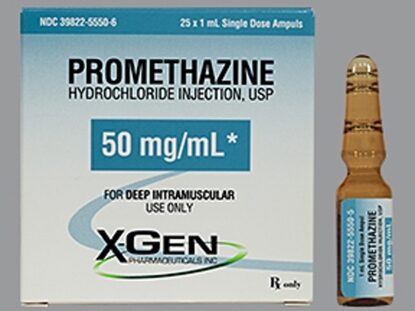 Promethazine HCl Injection 50 mg/mL, Ampules 1 mL, 25/Tray