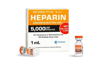 Heparin Sodium Injection 5000 U/mL, Multiple Dose Vial 1 mL, 25/Tray