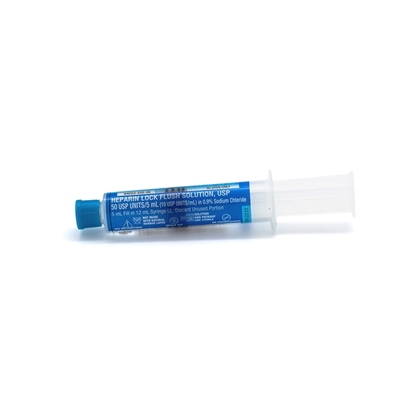 Heparin Sodium Injection 10 U/mL, Prefilled Syringe 5 mL Fill in 12 mL, 60/Box