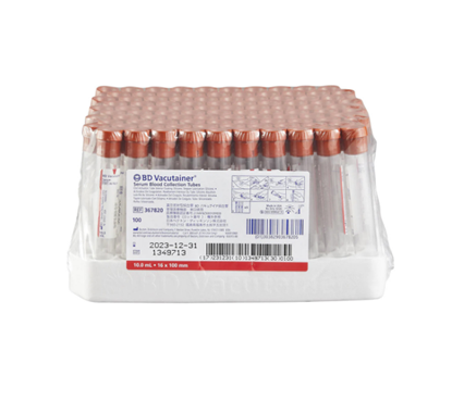 Vacutainer® Red Blood Collection Serum Tubes, 100/Package