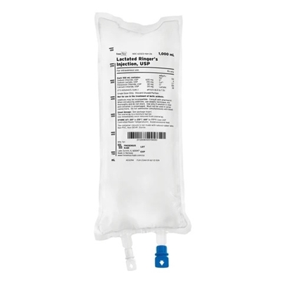 Lactated Ringer's IV Solution Injection, 1000 mL Freeflex® Bag, Latex/PVC/DEPH-free, 10/Case