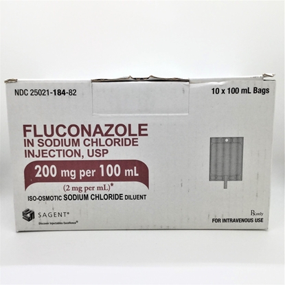 200 mg Fluconazole IV Solution Injection, 100 mL Bag, Latex/PVC/DEPH-free, 10/Box