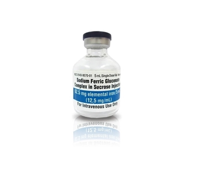 Sodium Ferric Gluconate Complex Injection 12.5 mg/mL, Single Dose Vial 5mL, 10/Tray