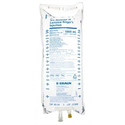 5% Dextrose in Lactated Ringer's IV Solution Injection, 1000 mL Excel® Bag, Latex/PVC/DEPH-free, 12/Case