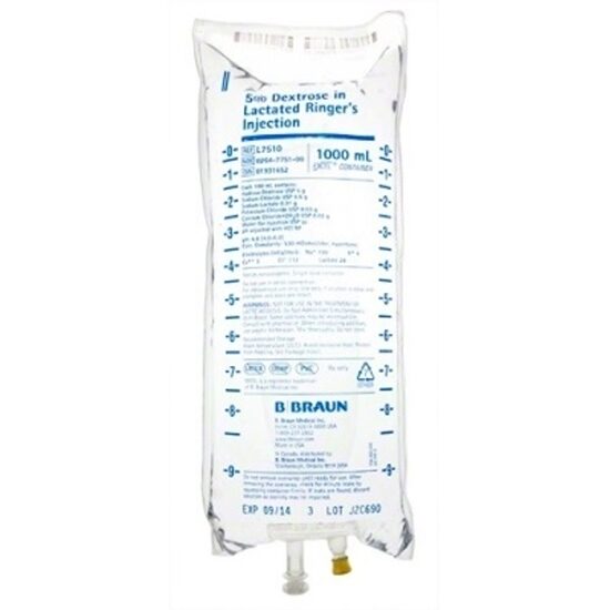 5 Dextrose in Lactated Ringers IV Solution Injection 1000 mL Excel Bag LatexPVCDEPHfree 12Case