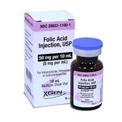 Folic Acid Injection 5 mg/mL, Multiple Dose Vial 10 mL, Each