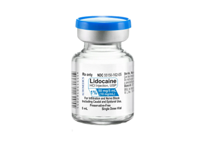 Lidocaine HCl Injection 1%, Single Dose Vial 5 mL, 10/Tray