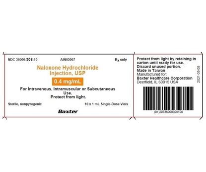 Naloxone HCl Injection 0.4 mg/mL, Single Dose Vial 1 mL, 10/Tray