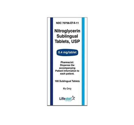 Nitroglycerin 04mg Sublingual 100 TabletsBottle