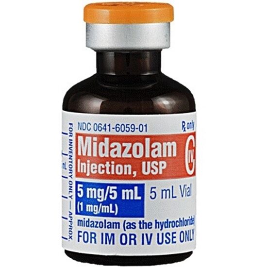 Midazolam Injection, 1 mg/mL, Single Dose Vial 5mL, 10/Tray | McGuff