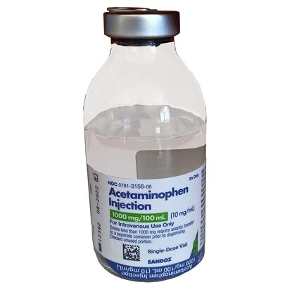 Acetaminophen Injection 10 mg/mL, Single Dose Vial 100 mL, 10/Tray