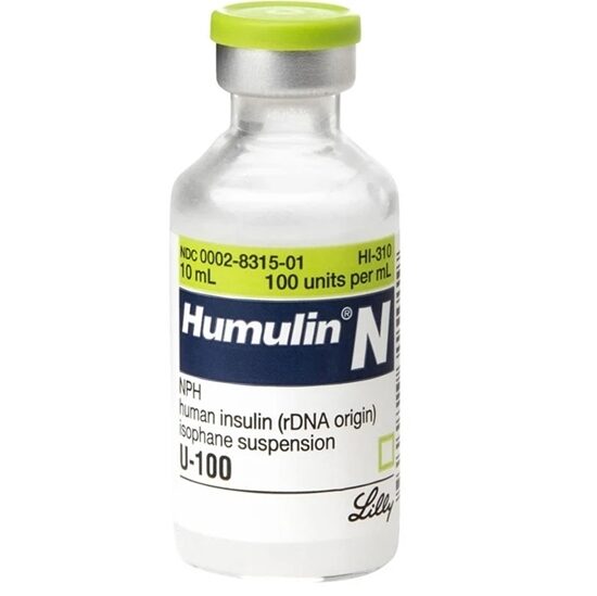 Humulin N NPH Human Insulin Isophane rDNA origin Injection 100 UmL Multiple Dose Vial 10 mL Each