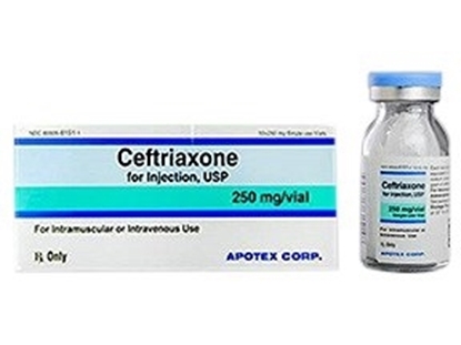 Ceftriaxone Injection 250 mg/Vial, Single Dose Vial 10 mL, 10/Tray