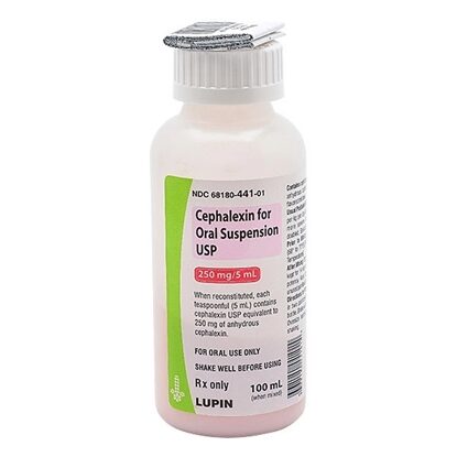 Cephalexin Oral Suspension 250 mg/5 mL, 100 mL Bottle