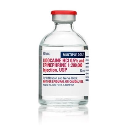 Lidocaine HCl 0.5% and Epinephrine 1:200,000 Injection, Multiple Dose Vial 50 mL, 25/Tray