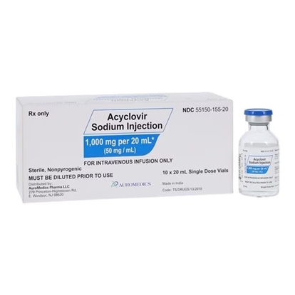 Acyclovir Sodium Injection 50 mg/mL, Single Dose Vial 20mL, 10/Tray