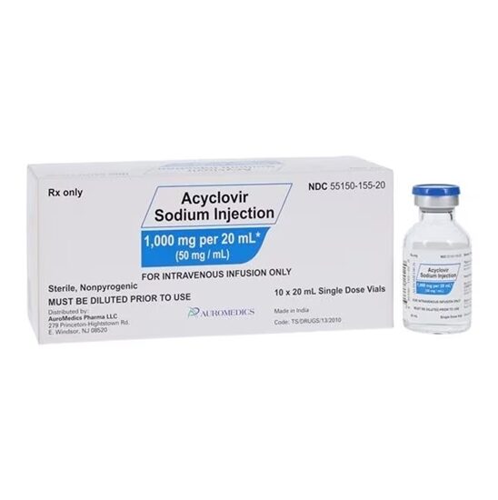 Acyclovir Sodium Injection 50 mgmL Single Dose Vial 20mL 10Tray