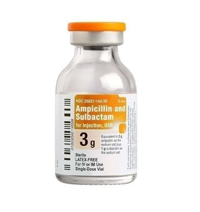 Ampicillin and Sulbactam Injection 3 g/Vial, Single Dose Vial 20 mL, 10/Tray