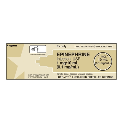 Epinephrine 0.1 mg/ml, Luer-Jet SD Needleless 10mL/Syringe