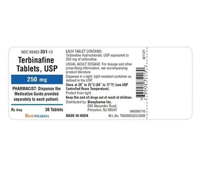 Terbinafine 250 mg Tablets, 30 Count