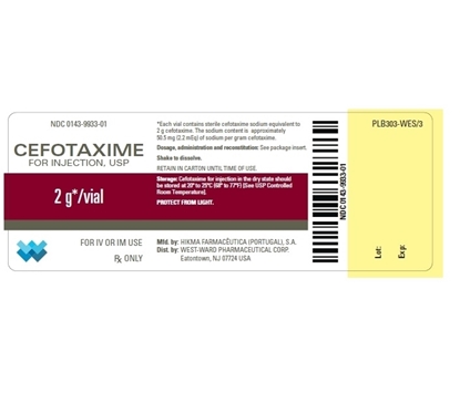 Cefotaxime Injection 2 g/Vial, Single Dose Vial 10 mL, 25/Tray