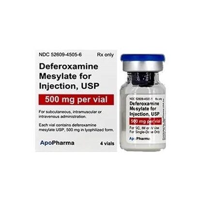 Deferoxamine Mesylate Injection, 500 mg/Vial, Single Dose Vial 10 mL, 4/Tray