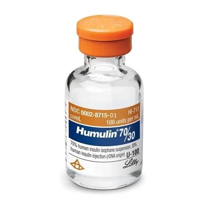 Humulin® 70/30 Insulin Human Injection 100 U/mL, Multiple Dose Vial 10 mL, Each