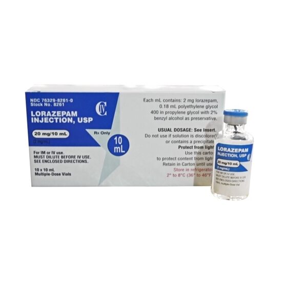 Lorazepam Injection 20 mgmL Multiple Dose Vial 10 mL 10Tray