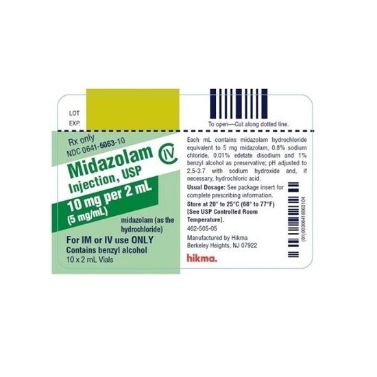 Midazolam Injection 5 mgmL Multiple Dose Vial 2 mL 10Tray