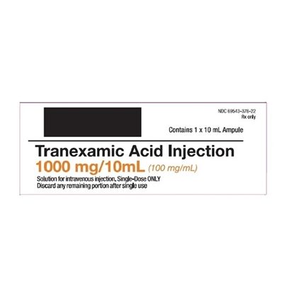 Tranexamic Acid Injection 100 mg/mL, Single Dose Ampule 10 mL, 10/Tray