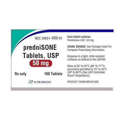 Prednisone, 50mg, 100 Tablets/Bottle