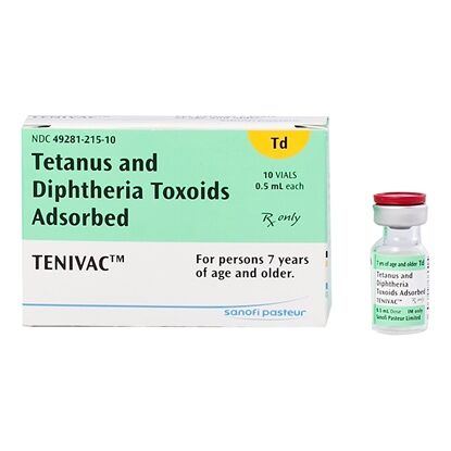 Tenivac™ Tetanus and Diphtheria Toxoids Adsorbed Injection 5 Lf - 2 Lf / 0.5 mL, Single Dose Vial 0.5 mL, 10/Tray