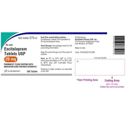 Escitalopram 20 mg Tablets, 100 Count