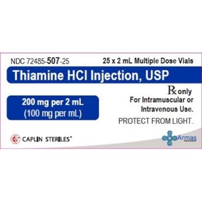 Thiamine Hydrochloride (B1) Injection 100 mg/mL, Multiple Dose Vial 2mL, Each