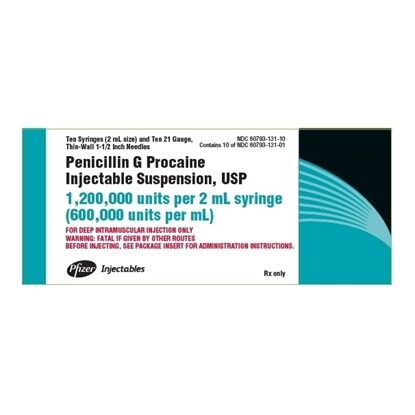 Penicillin G Procaine Injection 1.2 MMU, Prefilled Syringe 2 mL, 10/Box