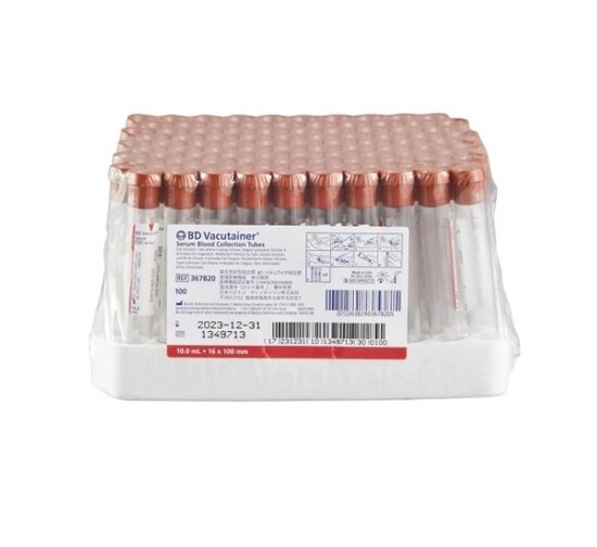 Vacutainer Blood Collection Serum Tubes Red 100Package