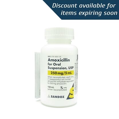 Amoxicillin, 250mg, Powder, Suspension, 150mL Bottle