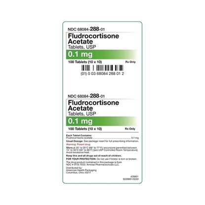 Fludrocortisone Acetate 0.1 mg Tablets, 100 Count