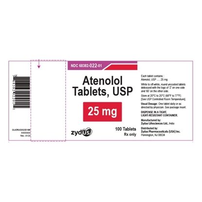 Atenolol 25 mg Tablet, 100 Count