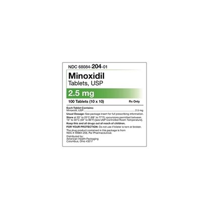 Minoxidil, 2.5mg Unit Dose 100 Tablets/Bottle