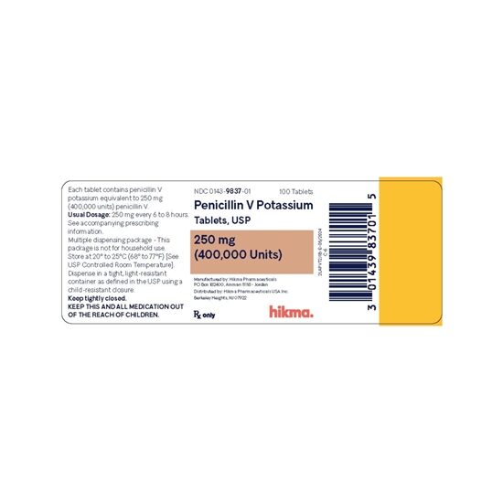 Penicillin V Potassium 250mg 100 TabletsBottle